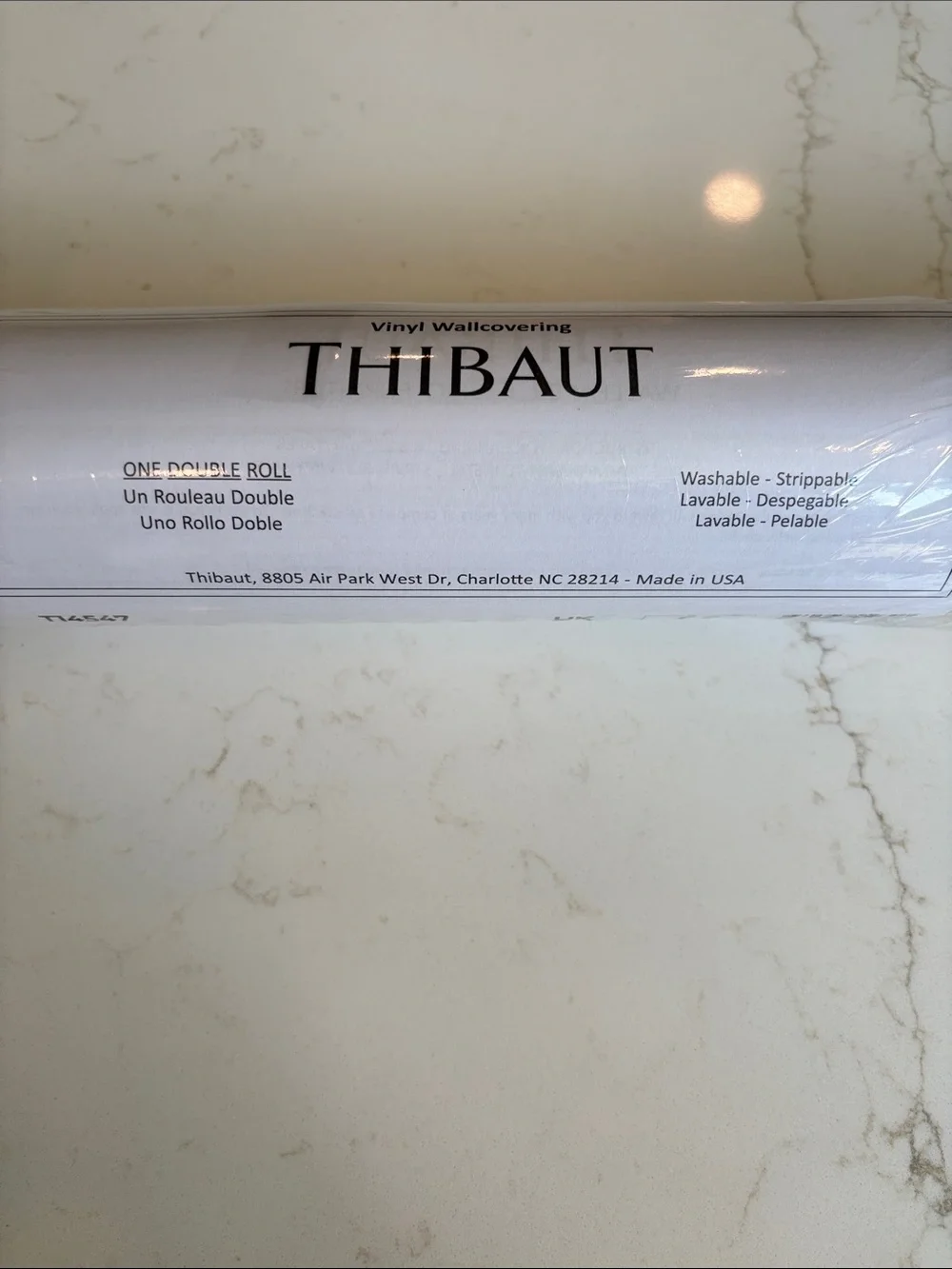 Thibaut Cream Textured Vinyl wallpaper NWT. Faux grass cloth. Had extra.
